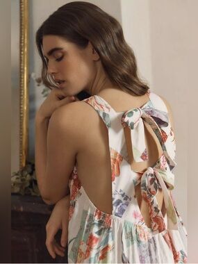 LyreBird Floral Printed Tie-Back Midi Nap Dress